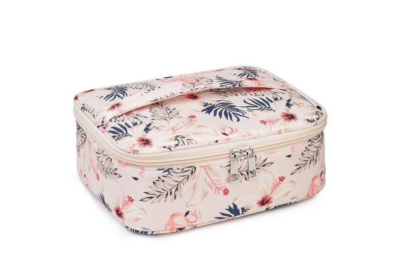 LuxusKollektion Kosmetiktasche Kosmetiktasche Damen Schminktasche Makeup Organizer Beiger Flamingo von LuxusKollektion
