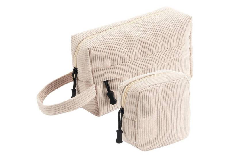LuxusKollektion Kosmetiktasche Kosmetiktasche Damen Set Cord Makeup Beige-2set-c von LuxusKollektion