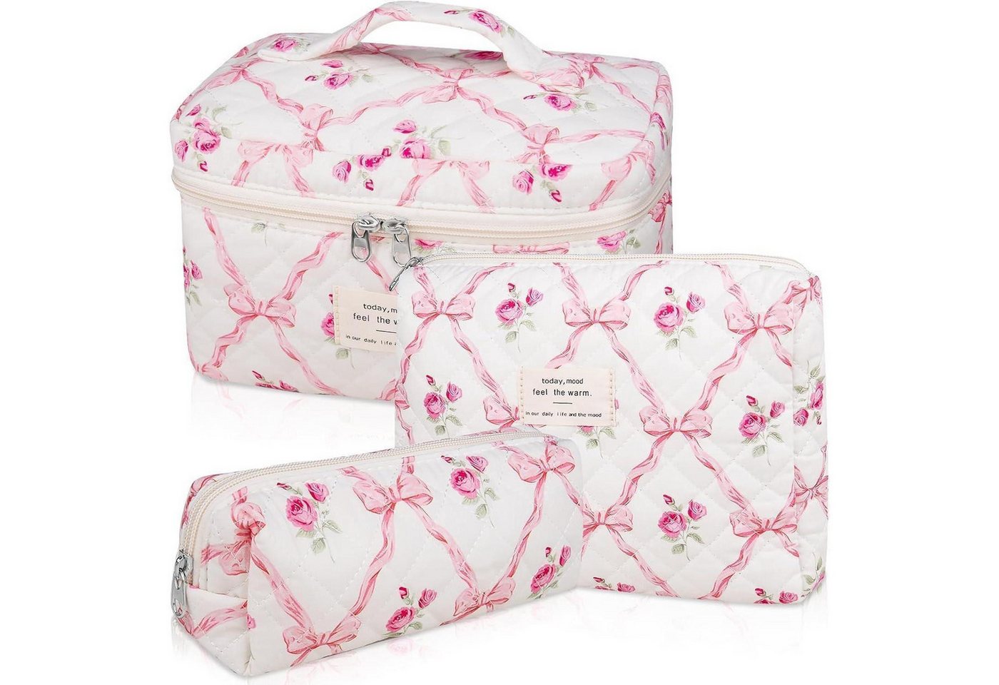 LuxusKollektion Kosmetiktasche Kosmetiktasche Kulturbeutel Blumenmuster Damen 3er Set C1 von LuxusKollektion