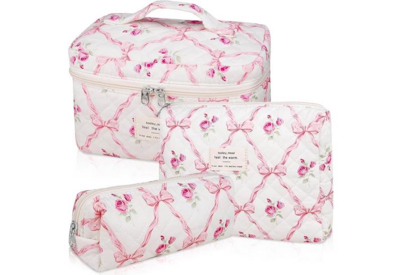 LuxusKollektion Kosmetiktasche Kosmetiktasche Kulturbeutel Blumenmuster Damen 3er Set C1 von LuxusKollektion