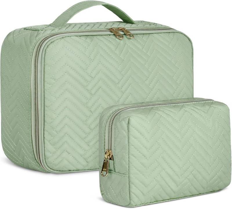 LuxusKollektion Kosmetiktasche Kosmetiktasche Kulturtasche Damen wasserdicht schwarz/grün 2er Set von LuxusKollektion