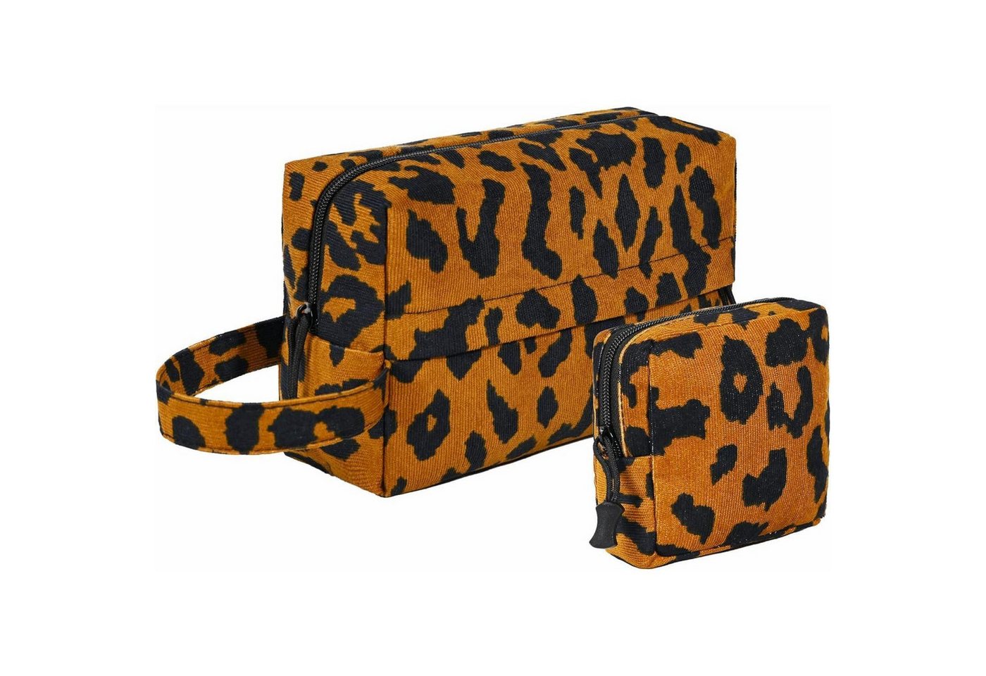 LuxusKollektion Kosmetiktasche Kosmetiktasche Kulturtasche Kosmetikbeutel Damen Cord Reisen Leo von LuxusKollektion