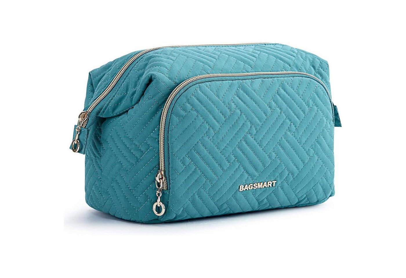 LuxusKollektion Kosmetiktasche Kosmetiktasche Makeup Bag mit Großer Weit Offener Tasche Blau von LuxusKollektion