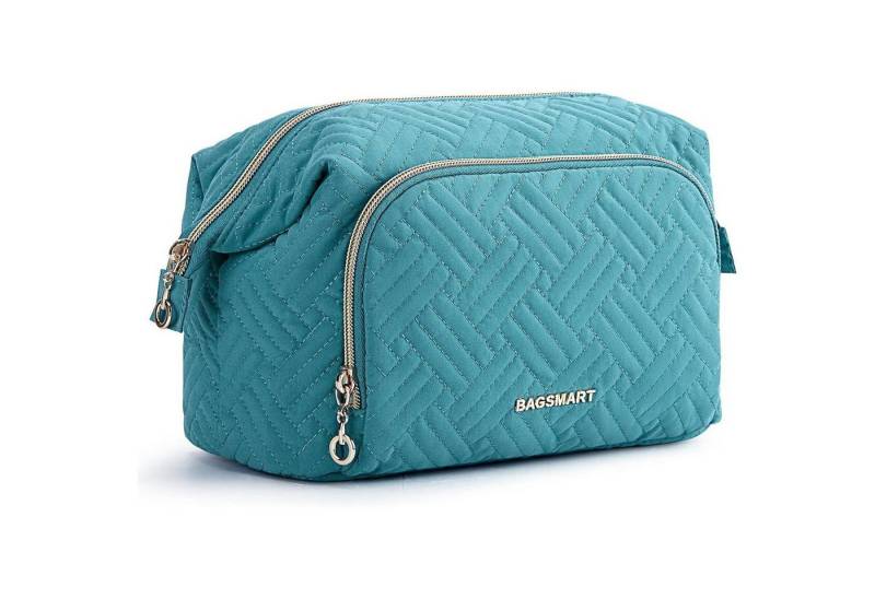 LuxusKollektion Kosmetiktasche Kosmetiktasche Makeup Bag mit Großer Weit Offener Tasche Blau von LuxusKollektion
