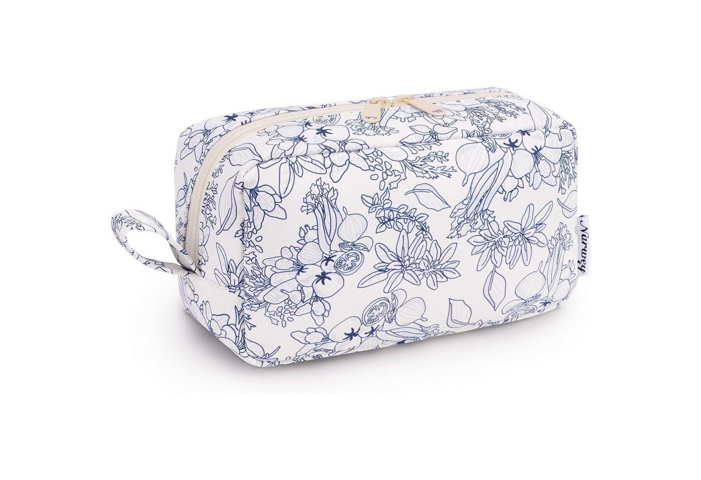 LuxusKollektion Kosmetiktasche Kosmetiktasche Mini Reise Reissverschluss Damen Zz-marineblaue Blume L von LuxusKollektion