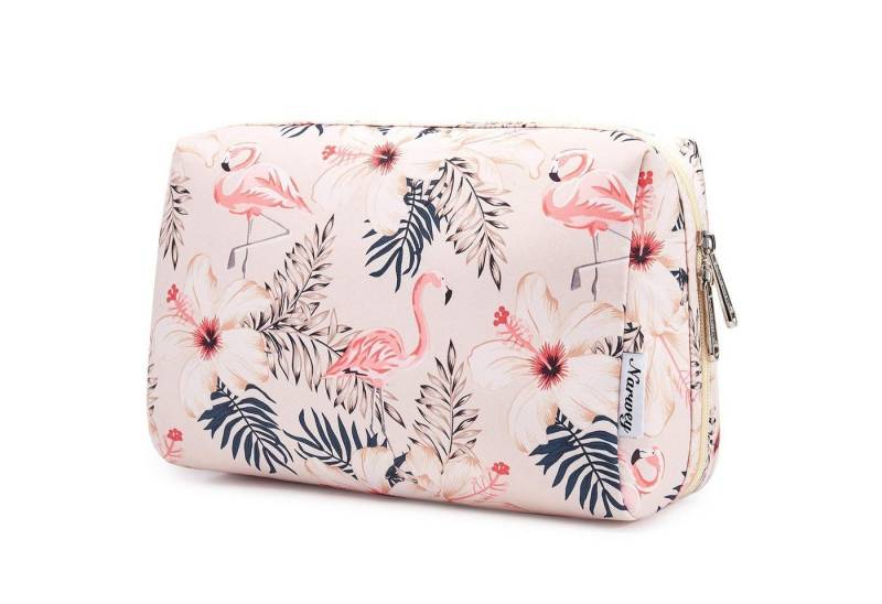 LuxusKollektion Kosmetiktasche Kosmetiktasche Schminktasche Kulturbeutel Damen Beiger Flamingo L von LuxusKollektion