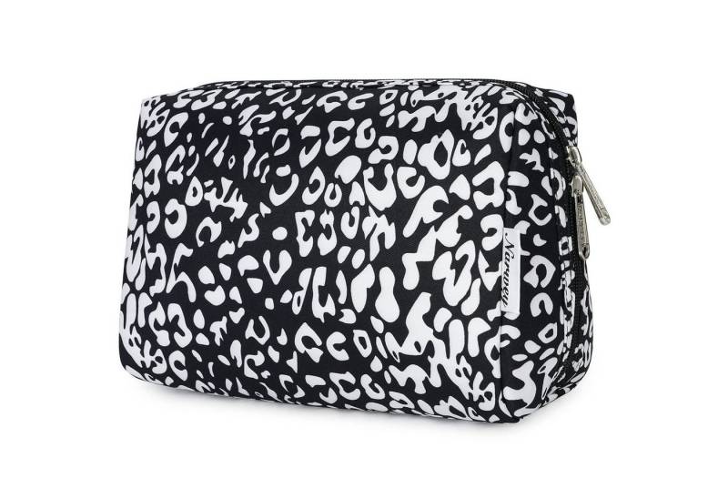 LuxusKollektion Kosmetiktasche Kosmetiktasche Schminktasche Kulturtasche Damen Schwarzer Leopard L von LuxusKollektion