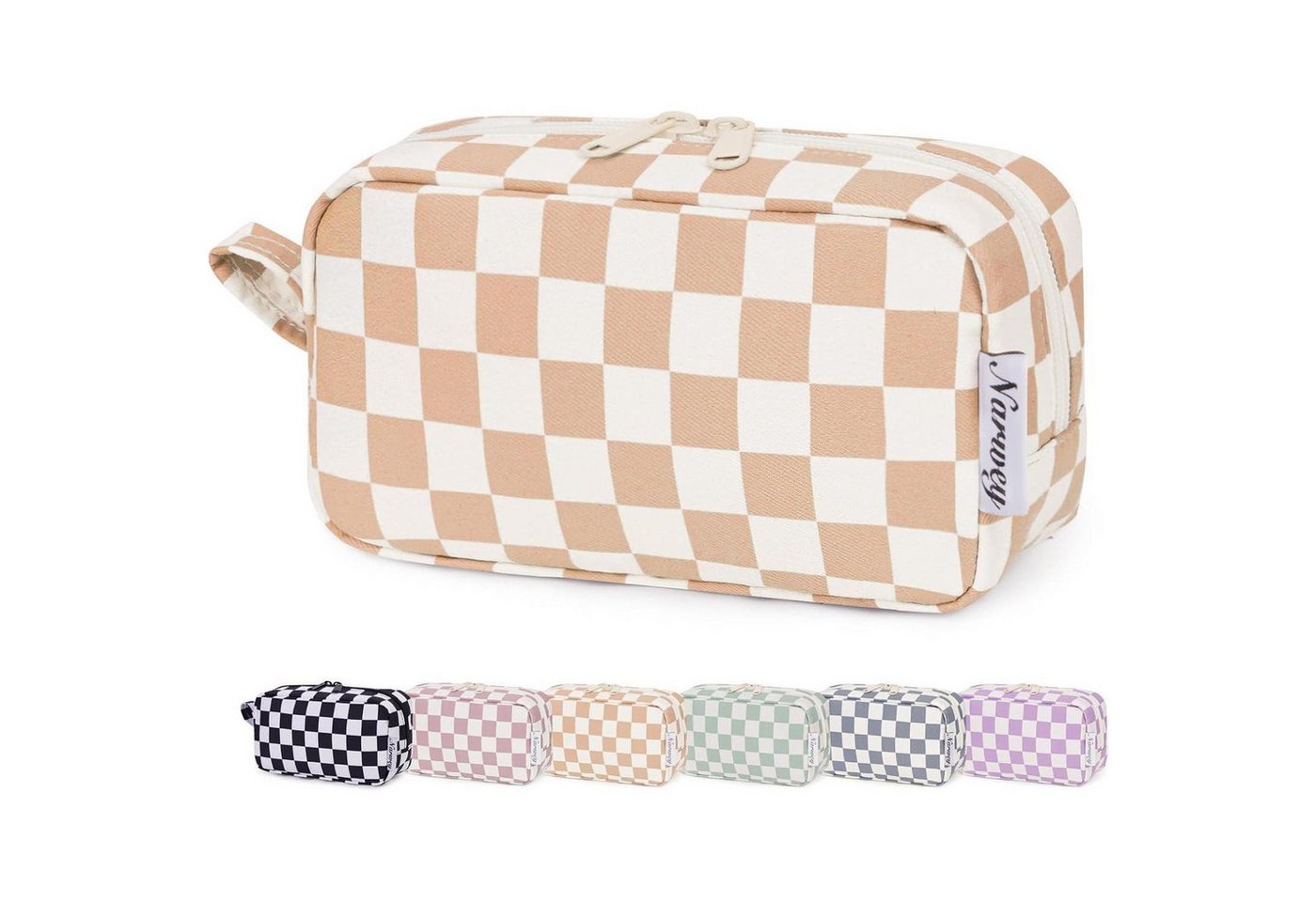 LuxusKollektion Kosmetiktasche Kosmetiktasche klein kariert Schachbrett Damen Z-helles Schachbrett S von LuxusKollektion