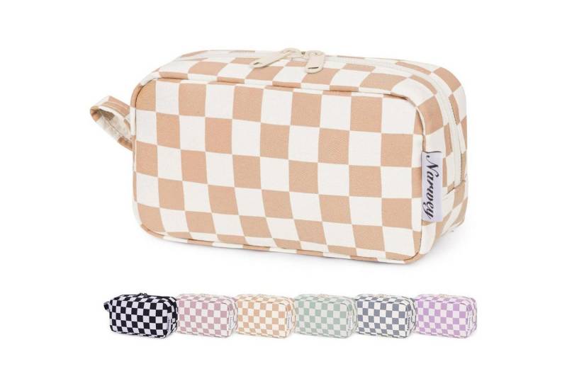 LuxusKollektion Kosmetiktasche Kosmetiktasche klein kariert Schachbrett Damen Z-helles Schachbrett S von LuxusKollektion