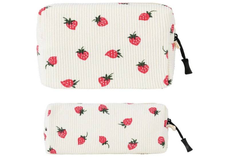 LuxusKollektion Kosmetiktasche Kulturbeutel Damen Kosmetiktasche Kordsamt 2er Erdbeer-beige von LuxusKollektion