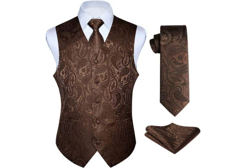 LuxusKollektion Krawatte Anzugweste Herren Hochzeit Krawatte Paisley Jacquard Braun1 XXL von LuxusKollektion