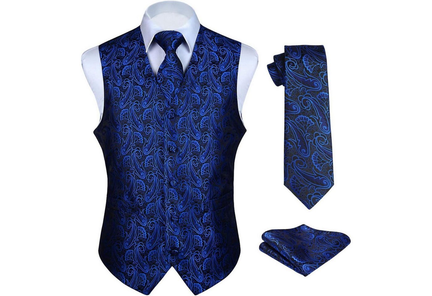 LuxusKollektion Krawatte Anzugweste Herren Hochzeit Paisley Krawatte Blau-gemustert M LuxusKollektion Krawatte Anzugweste Herren Hochzeit Paisley Krawatte Blau-gemustert M von LuxusKollektion
