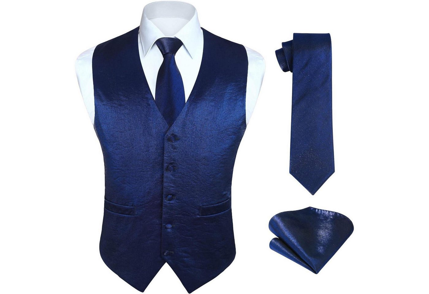 LuxusKollektion Krawatte Anzugweste Herren Hochzeit Paisley Krawatte Einstecktuch Blau-3 XXL von LuxusKollektion