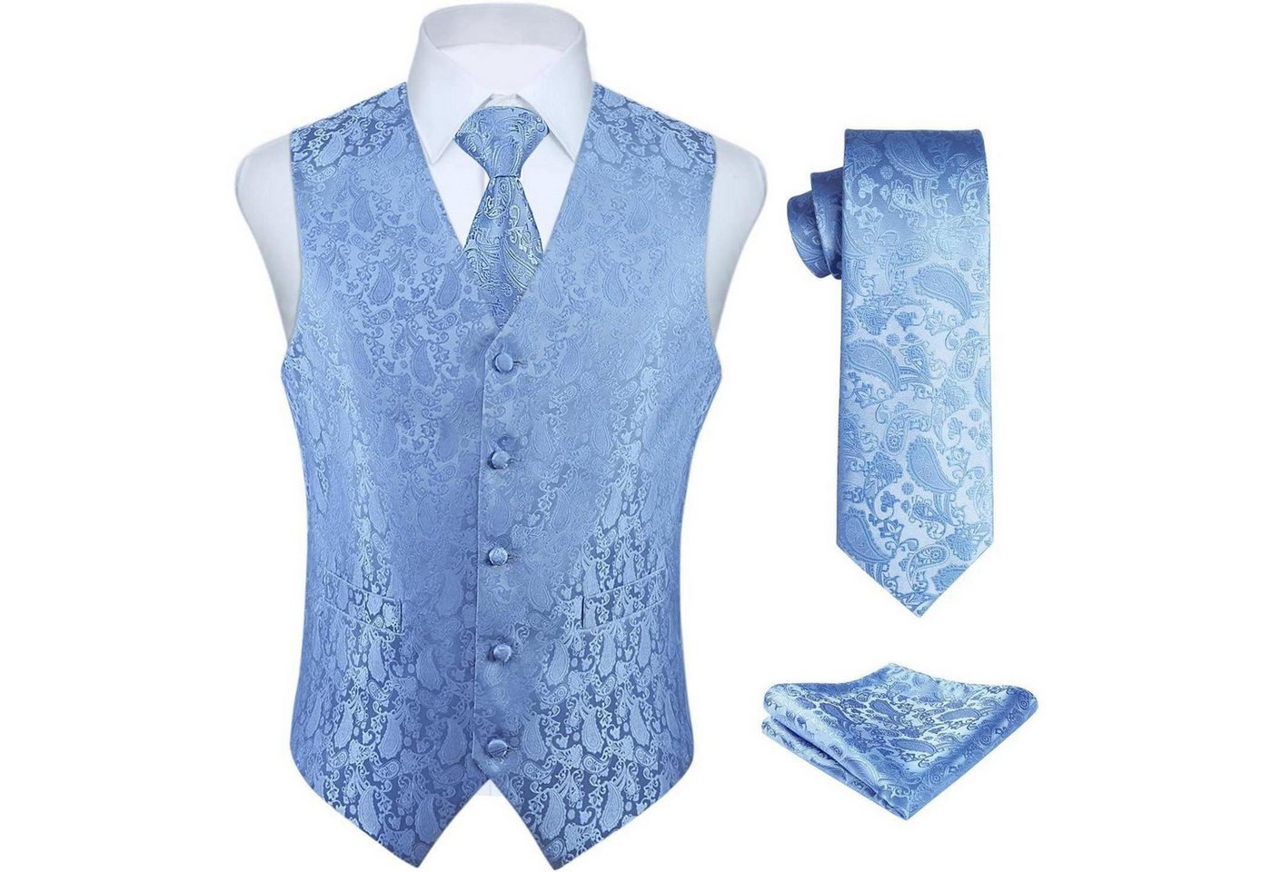 LuxusKollektion Krawatte Anzugweste Herren Hochzeit Paisley Krawatte Einstecktuch Blau 5XL LuxusKollektion Krawatte Anzugweste Herren Hochzeit Paisley Krawatte Einstecktuch Blau 5XL von LuxusKollektion