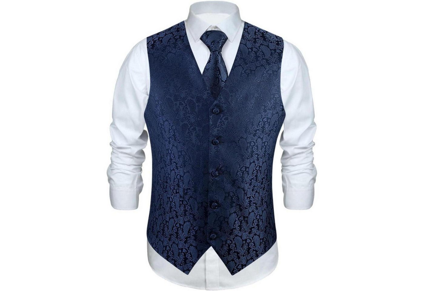 LuxusKollektion Krawatte Anzugweste Herren Hochzeit Paisley Krawatte Einstecktuch Marine-1 3XL von LuxusKollektion