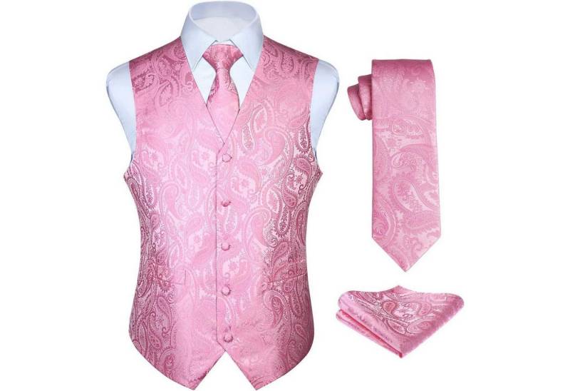 LuxusKollektion Krawatte Anzugweste Herren Hochzeit Paisley Krawatte Einstecktuch Rosa XS von LuxusKollektion