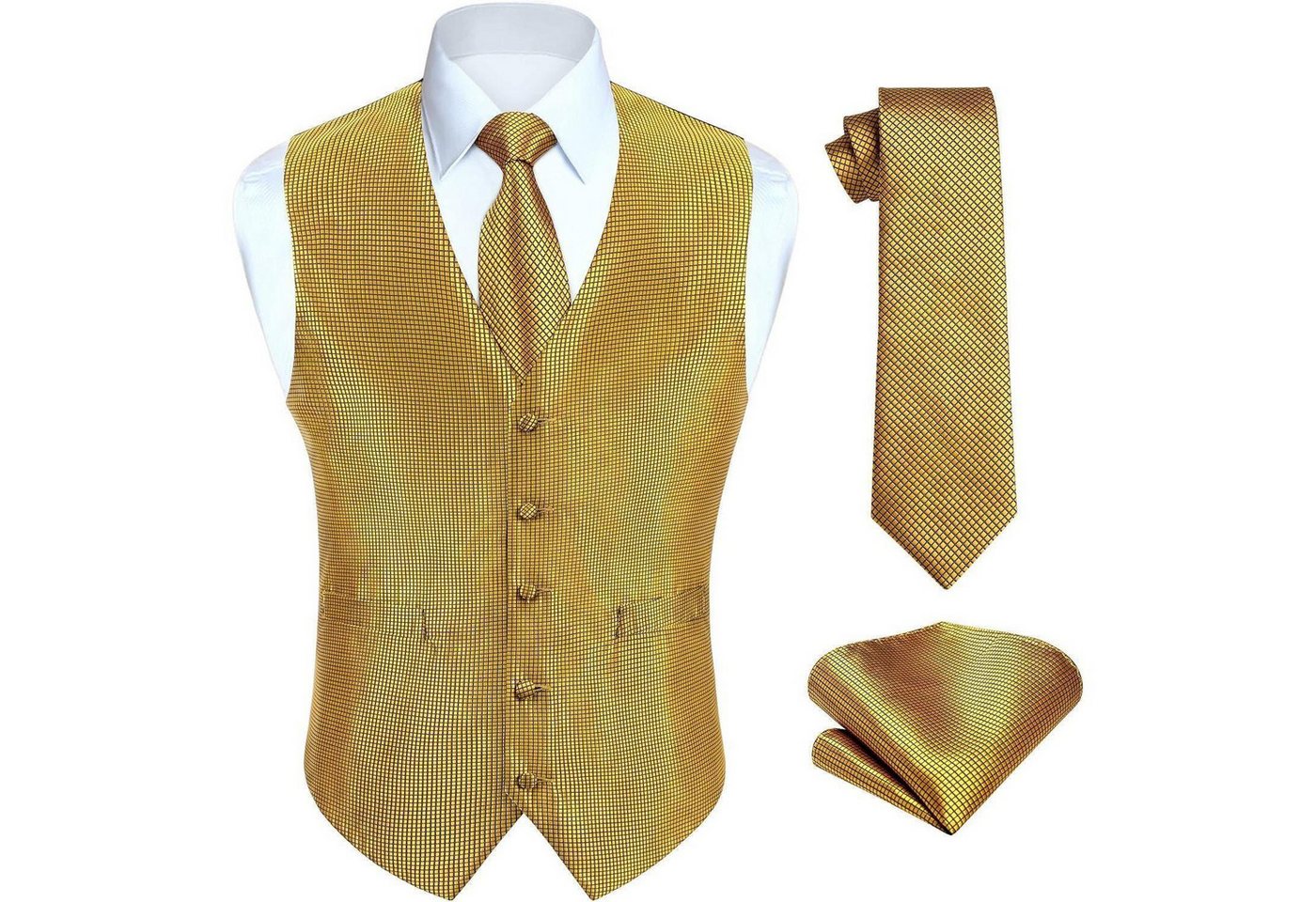 LuxusKollektion Krawatte Anzugweste Herren Hochzeit Paisley Krawatte Jacquard Gold 3XL von LuxusKollektion