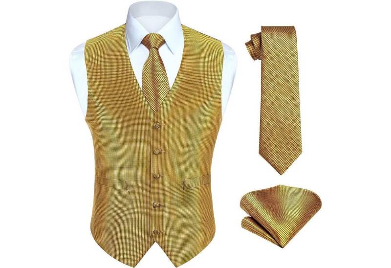 LuxusKollektion Krawatte Anzugweste Herren Hochzeit Paisley Krawatte Jacquard Gold 3XL von LuxusKollektion