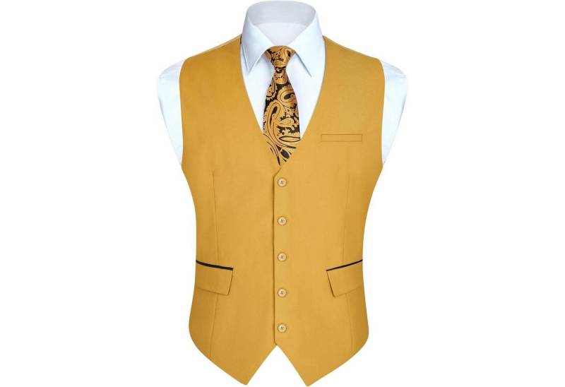 LuxusKollektion Krawatte Anzugweste Herren Hochzeit Smoking Business Taschen Gelb-2 M von LuxusKollektion