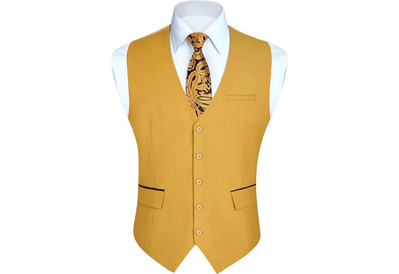 LuxusKollektion Krawatte Anzugweste Herren Hochzeit Smoking Taschen Gelb-2 XXL von LuxusKollektion