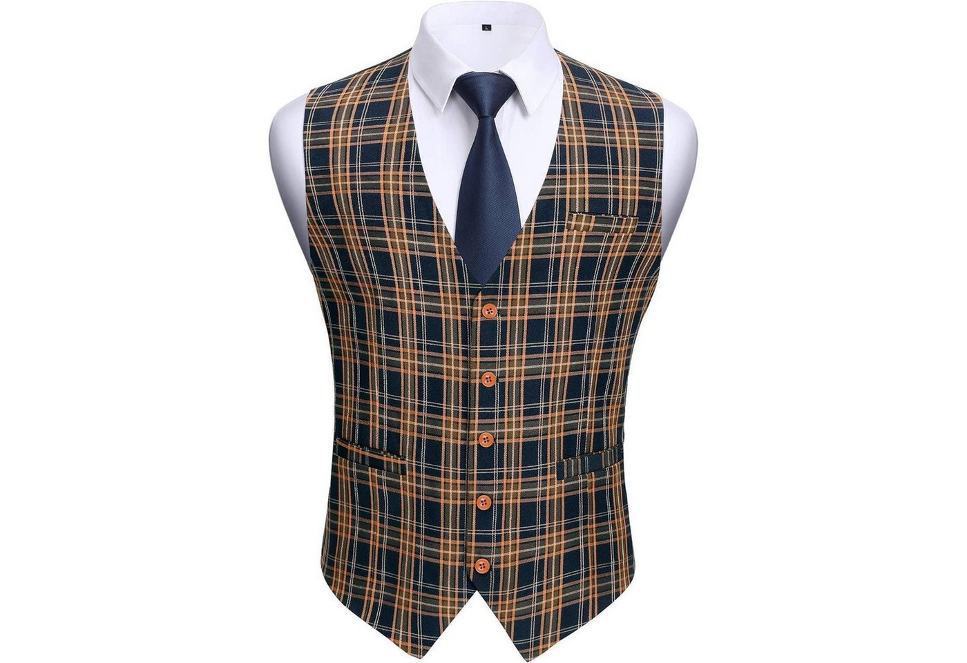 LuxusKollektion Krawatte Anzugweste Herren Karierte Hahnentritt Baumwolle XL Marine & Orange LuxusKollektion Krawatte Anzugweste Herren Karierte Hahnentritt Baumwolle XL Marine & Orange von LuxusKollektion