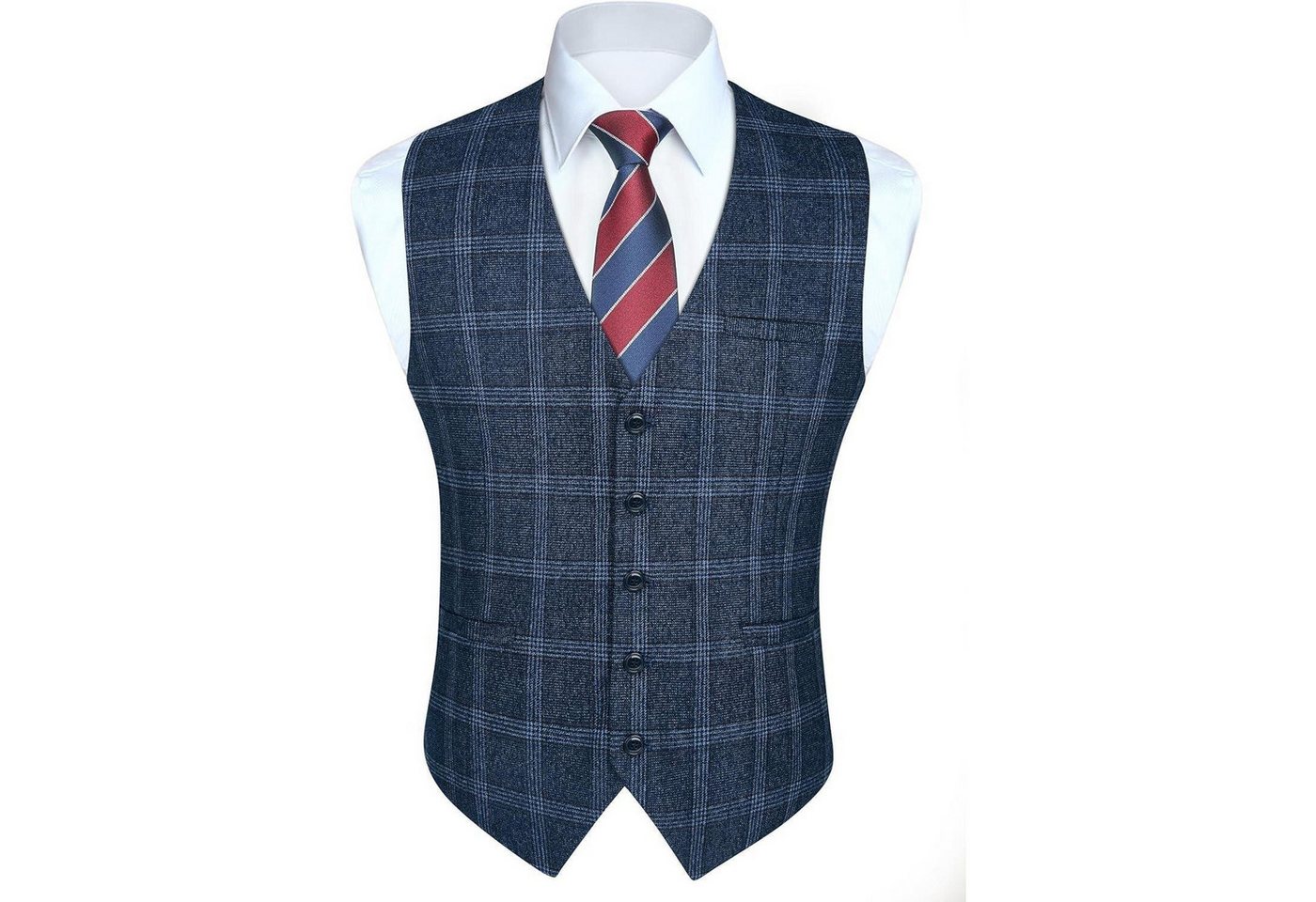 LuxusKollektion Krawatte Anzugweste Herren kariert Hahnentritt Baumwolle Hochzeit M Blau-3 von LuxusKollektion