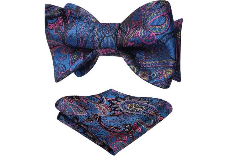 LuxusKollektion Krawatte Einstecktuch Herren Paisleymuster Jacquard Hochzeit Marineblau Pink von LuxusKollektion