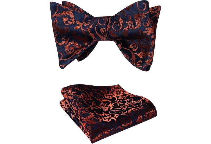 LuxusKollektion Krawatte Einstecktuch Herren Paisleymuster Jacquard Hochzeit Orange Marineblau von LuxusKollektion