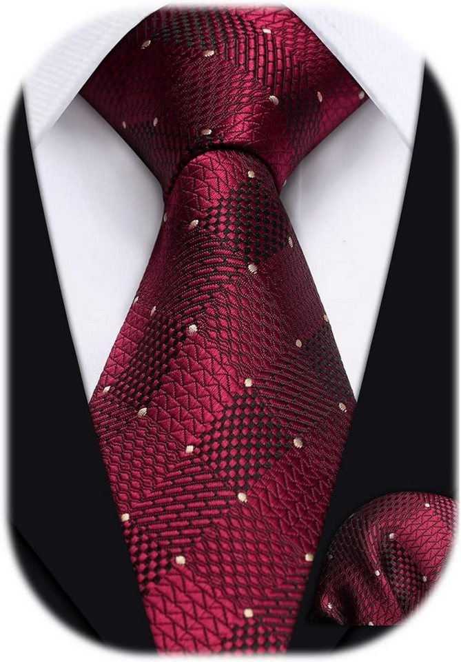 LuxusKollektion Krawatte Extra lange Check Krawatte Taschentuch Set Rot-Weiss Herren von LuxusKollektion