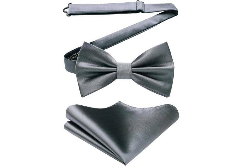 LuxusKollektion Krawatte Fliege Einstecktuch Herren Einstellbar Smoking Hochzeit I Grau 1 von LuxusKollektion