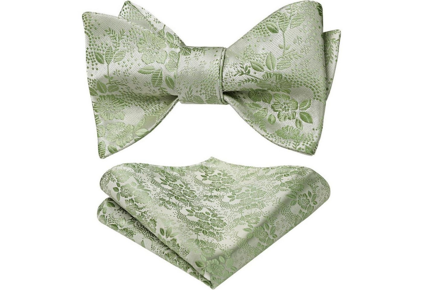 LuxusKollektion Krawatte Fliege Herren Einstecktuch Set Jacquard Hochzeit Salbeigrün Blumen von LuxusKollektion