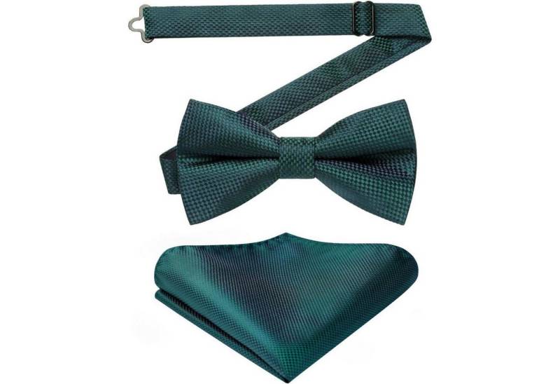 LuxusKollektion Krawatte Fliege Herren Einstecktuch Set Vorgebunden Einheitsgröße Dunkelgrün von LuxusKollektion