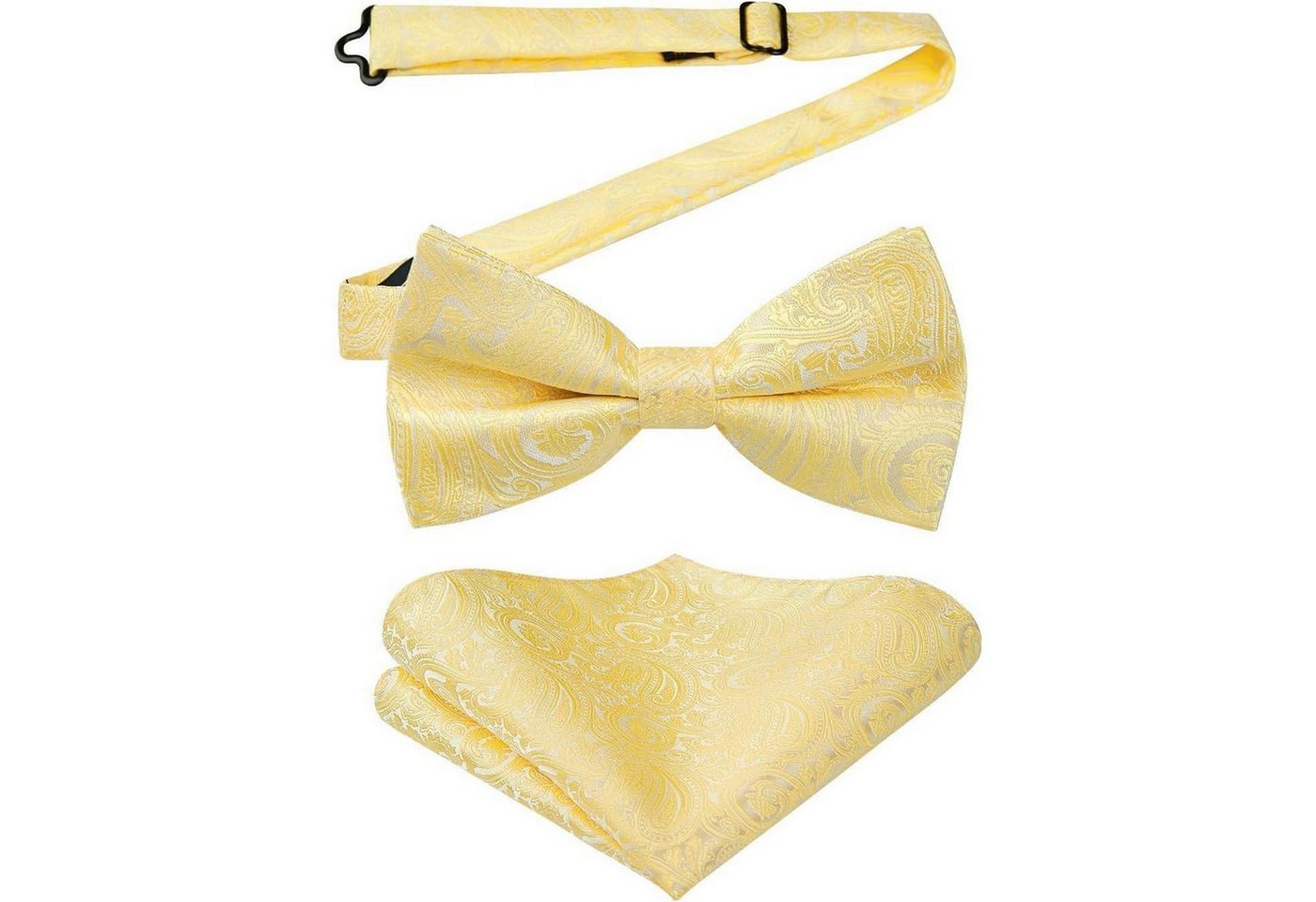 LuxusKollektion Krawatte Fliege Herren Einstecktuch einstellbar Hochzeit Smoking Y Hellgelbe 1 von LuxusKollektion