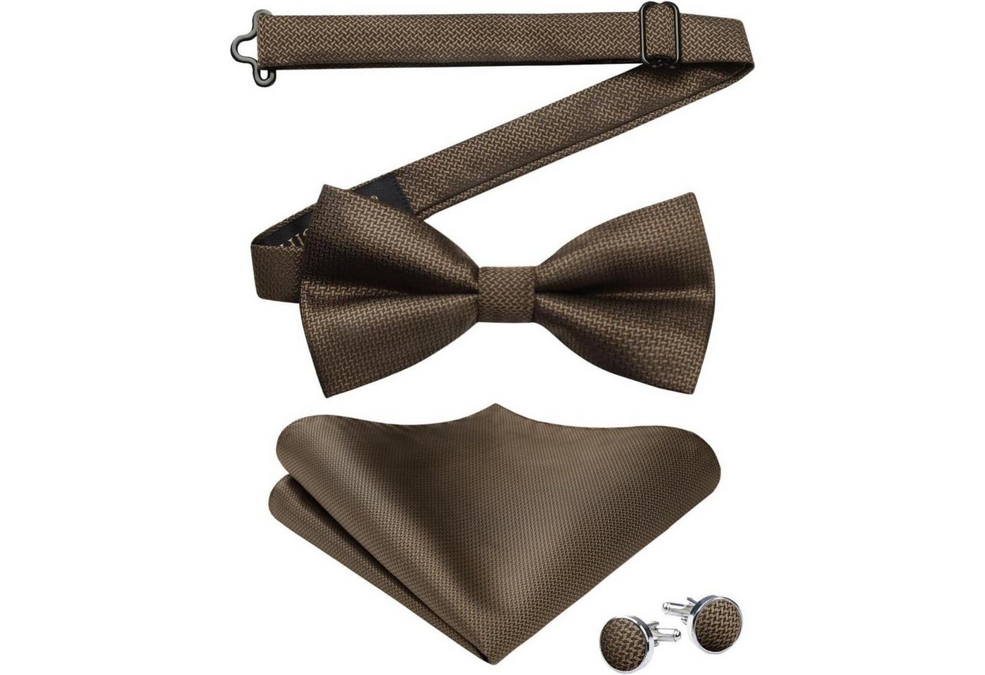 LuxusKollektion Krawatte Fliege Herren Paisley Einstecktuch Manschettenknöpfe Set A2 Braun von LuxusKollektion