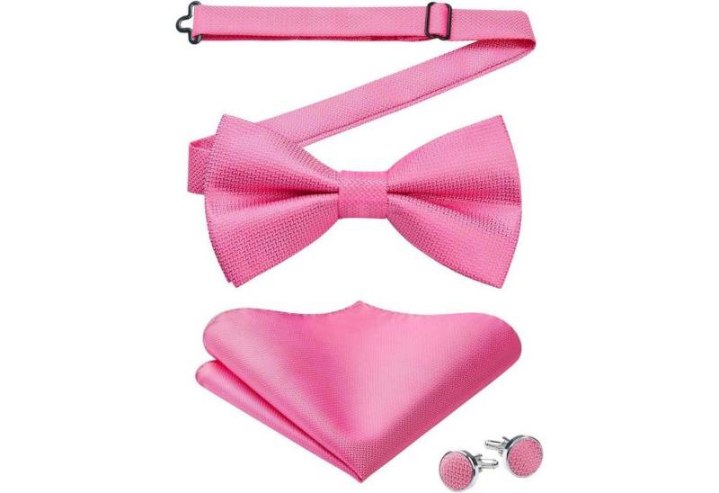 LuxusKollektion Krawatte Fliege Herren Paisley Einstecktuch Manschettenknöpfe Set A2-fushia von LuxusKollektion