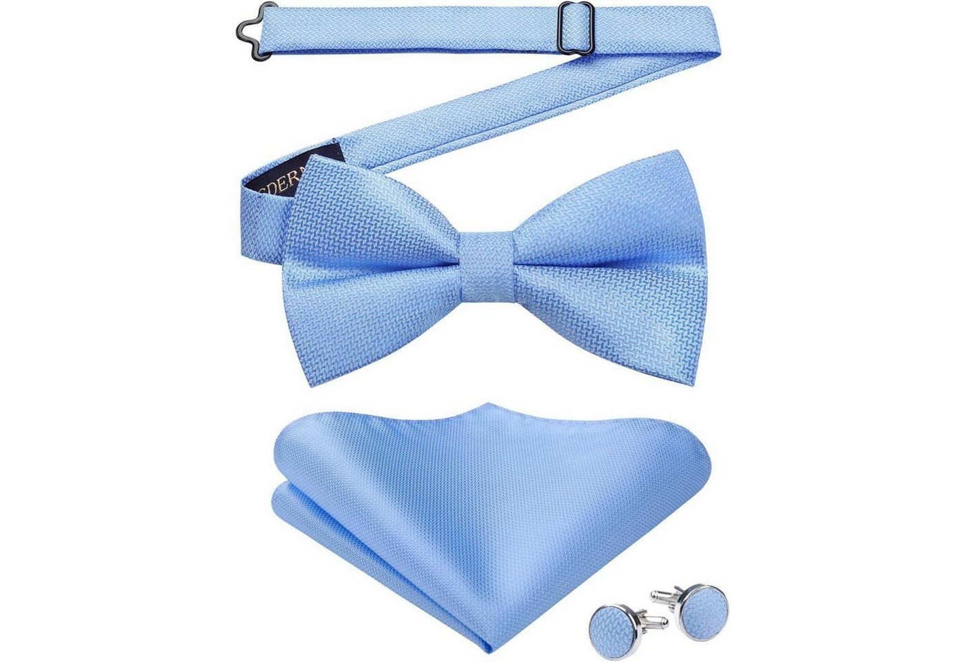 LuxusKollektion Krawatte Fliege Herren Paisley Einstecktuch Manschettenknöpfe Set A2-hellbau von LuxusKollektion