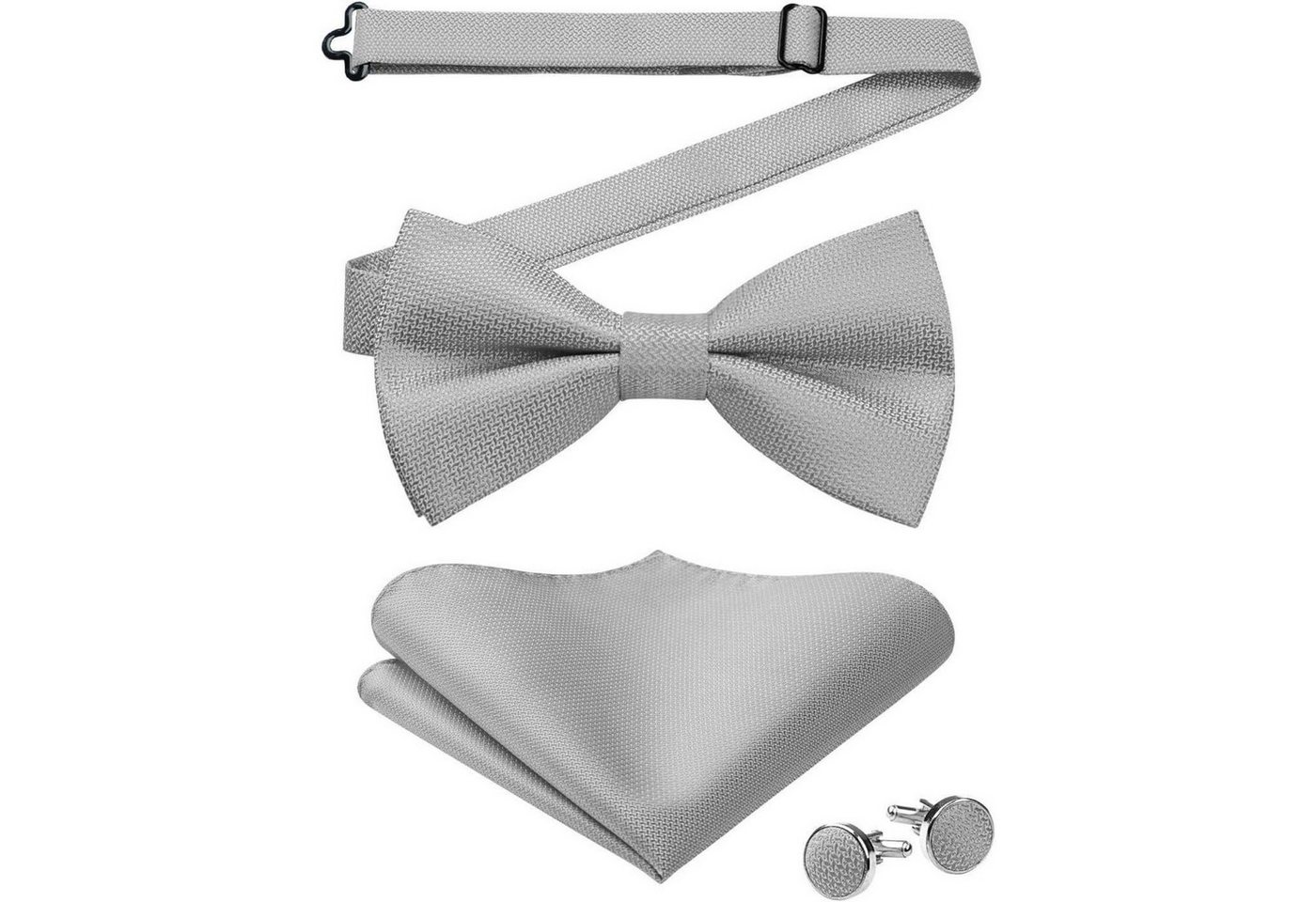 LuxusKollektion Krawatte Fliege Herren Paisley Einstecktuch Manschettenknöpfe Set B1-gris von LuxusKollektion