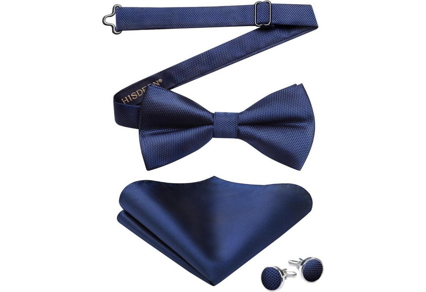 LuxusKollektion Krawatte Fliege Herren Paisley Einstecktuch Manschettenknopf Set B1-dunkelblau von LuxusKollektion