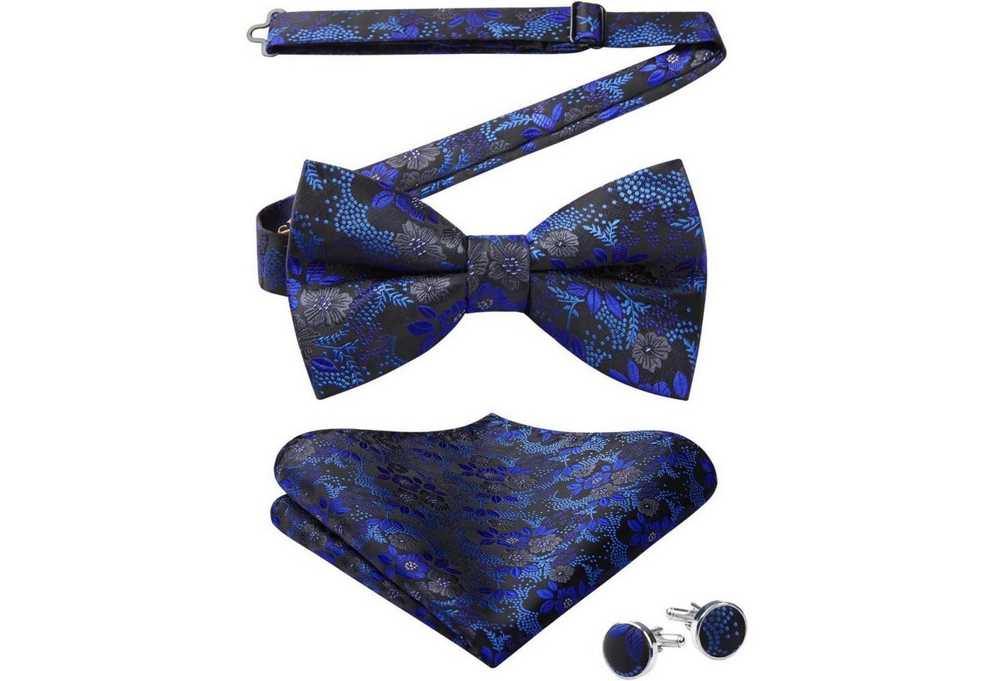 LuxusKollektion Krawatte Fliege Herren Paisley Einstecktuch Set Manschettenknöpfe B1-marineblau von LuxusKollektion