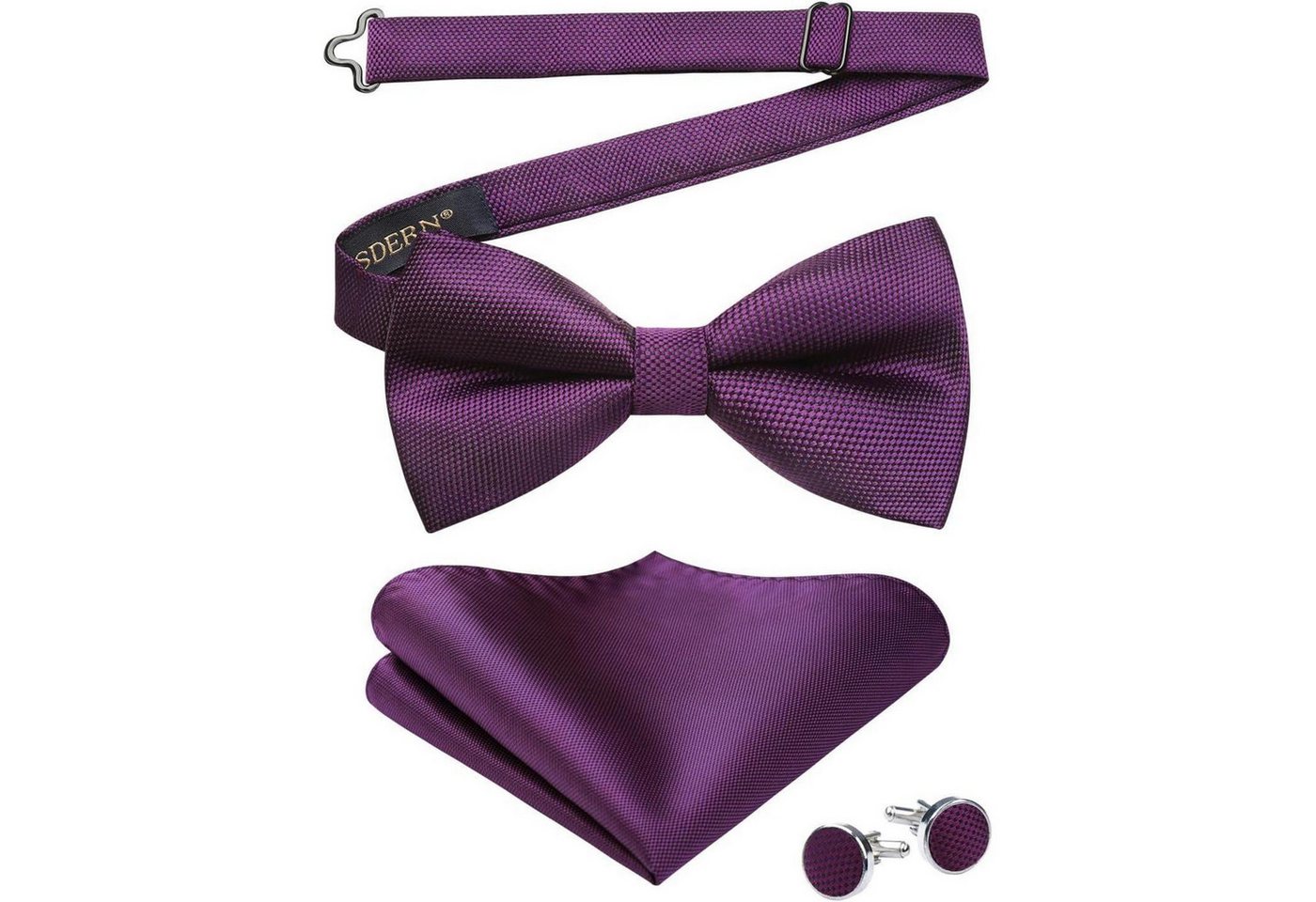 LuxusKollektion Krawatte Fliege Set Herren Paisley Einstecktuch Manschettenknöpfe A1-violate von LuxusKollektion