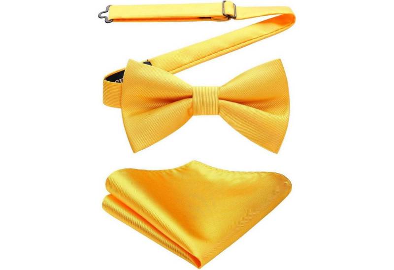 LuxusKollektion Krawatte Fliege Vorgebundene Herren Einstecktuch Hochzeit Smoking A1-gelb von LuxusKollektion