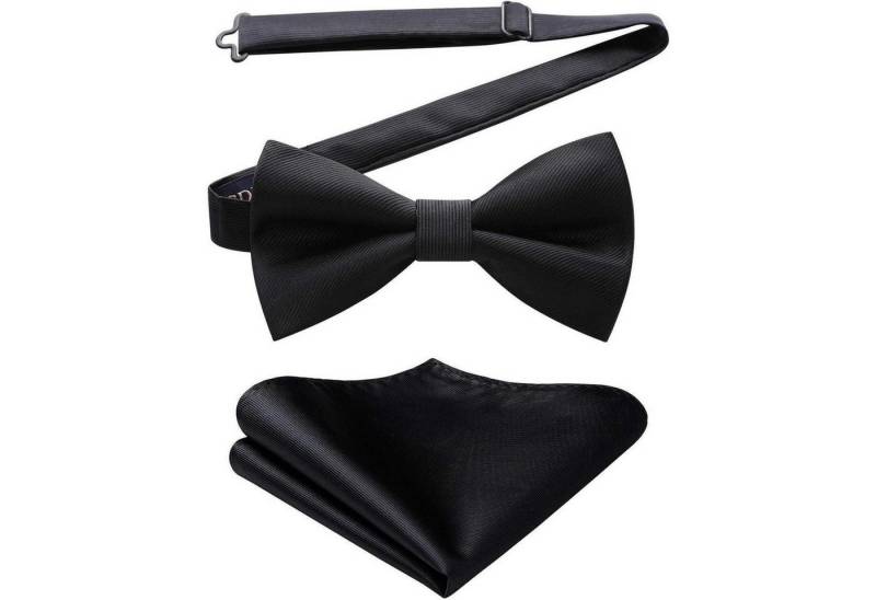 LuxusKollektion Krawatte Fliege Vorgebundene Herren Einstecktuch Set Smoking A1-schwarz von LuxusKollektion