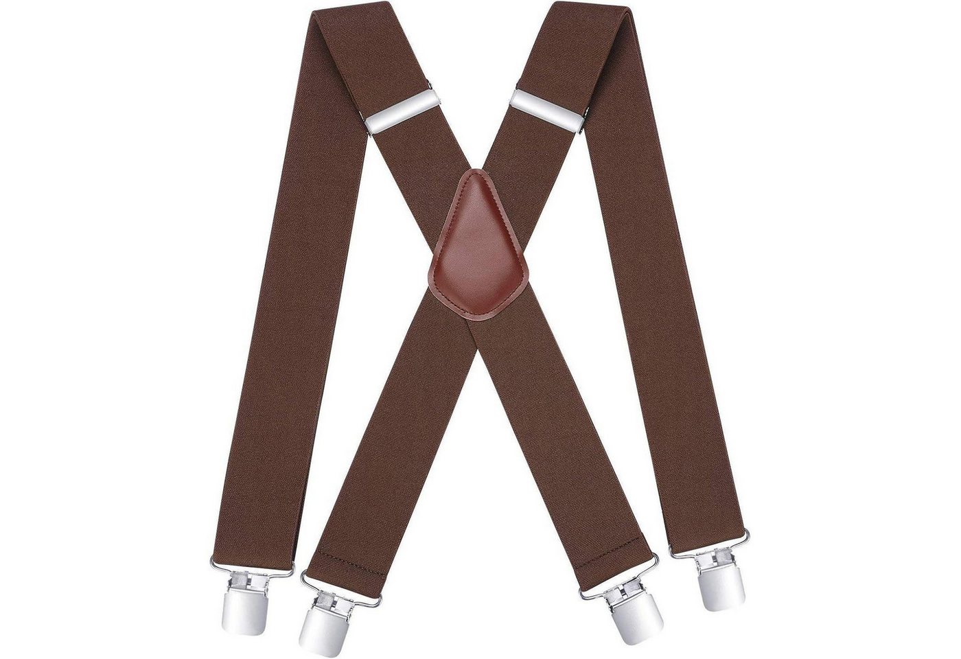 LuxusKollektion Krawatte Hosenträger Herren 5cm 4 Metallclips X Form Braun Einheitsgröße von LuxusKollektion
