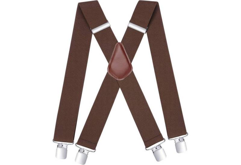 LuxusKollektion Krawatte Hosenträger Herren 5cm 4 Metallclips X Form Braun Einheitsgröße von LuxusKollektion