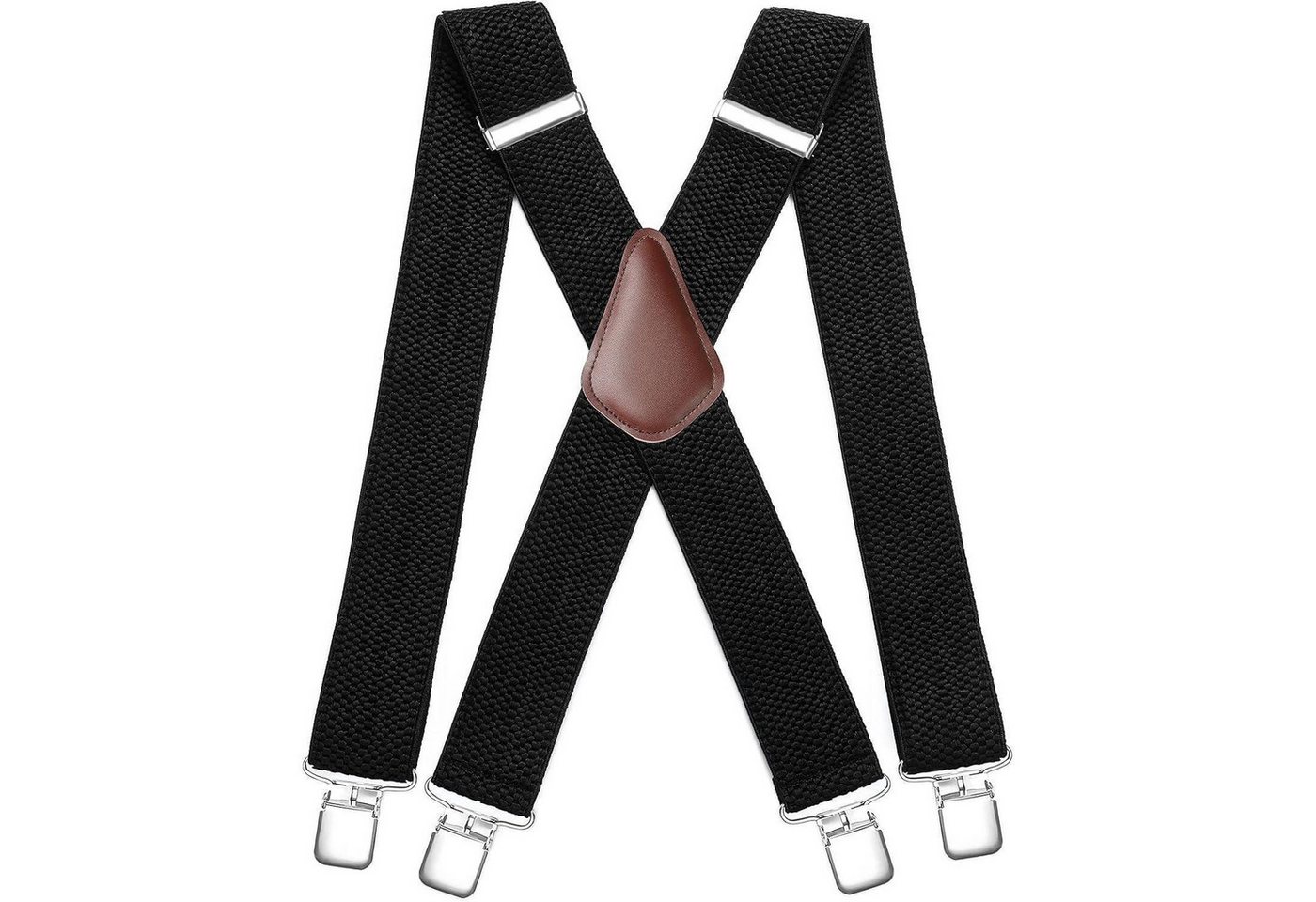 LuxusKollektion Krawatte Hosenträger Herren 5cm 4 Metallclips X Form Schwarz1 Einheitsgröße von LuxusKollektion