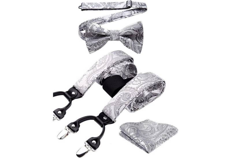 LuxusKollektion Krawatte Hosenträger Herren 6 Clips Y Form Einheitsgröße Silber Grau Paisley LuxusKollektion Krawatte Hosenträger Herren 6 Clips Y Form Einheitsgröße Silber Grau Paisley von LuxusKollektion