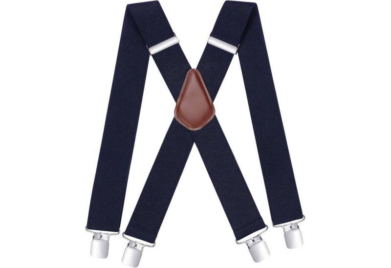 LuxusKollektion Krawatte Hosenträger Herren Damen 5cm 4 Metall Clip X A-navy Blau Einheitsgröße von LuxusKollektion