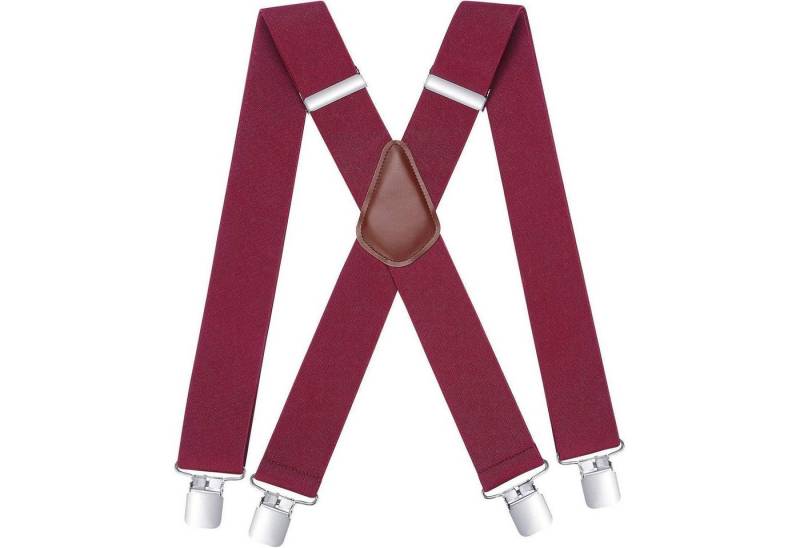 LuxusKollektion Krawatte Hosenträger Herren Damen 5cm 4 Metallclips XForm Rot Einheitsgröße von LuxusKollektion