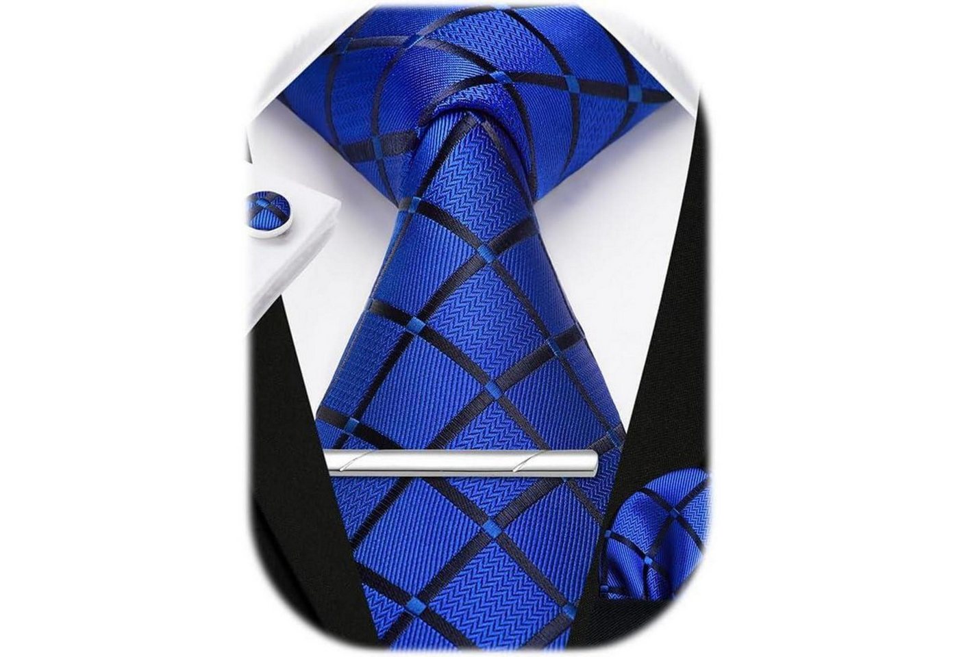 LuxusKollektion Krawatte Krawatte Einstecktuch Manschettenknöpfe Hochzeit Herren Königsblau von LuxusKollektion