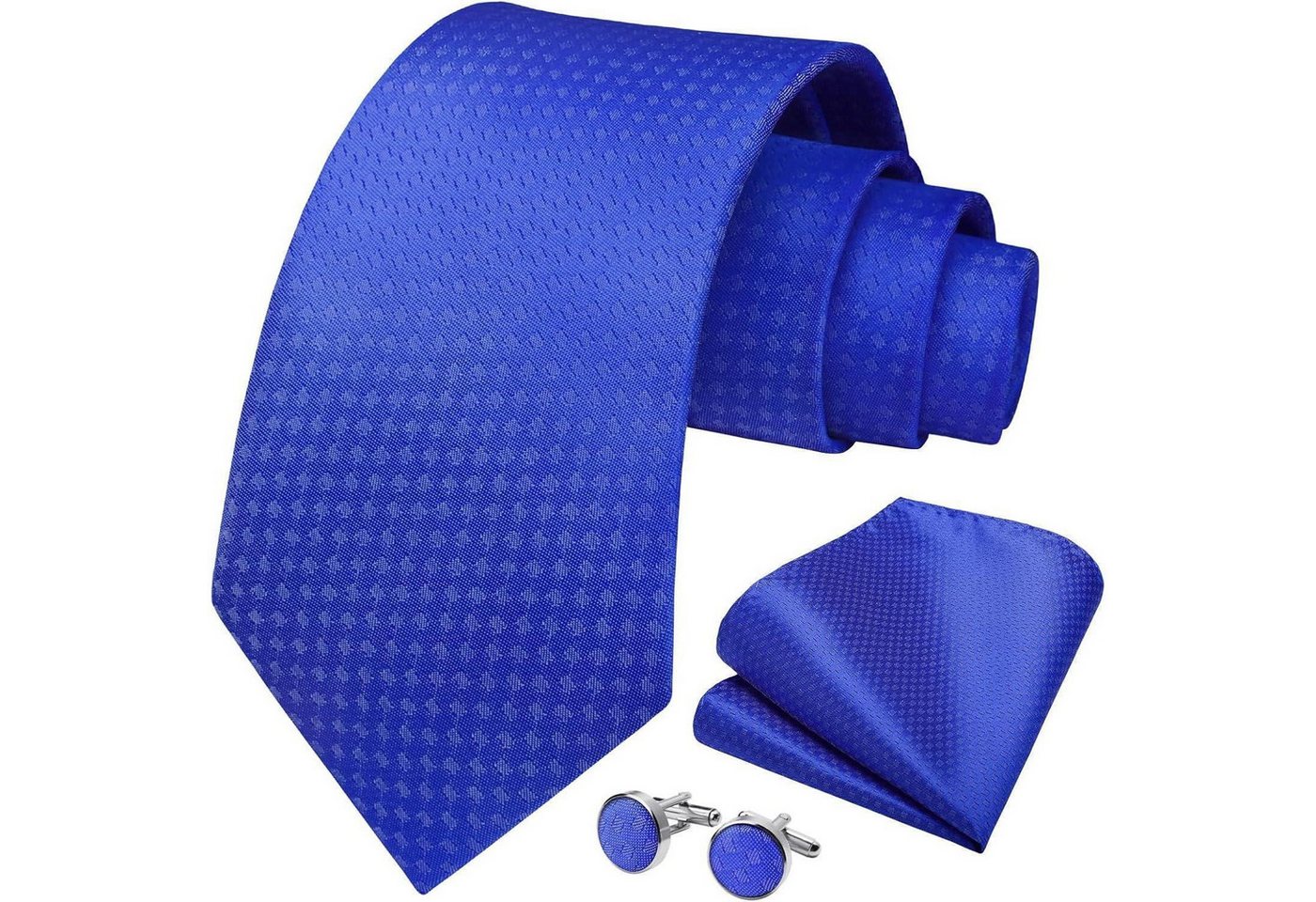 LuxusKollektion Krawatte Krawatte Einstecktuch Manschettenknöpfe Set Herren Hochzeit Blau-2 von LuxusKollektion